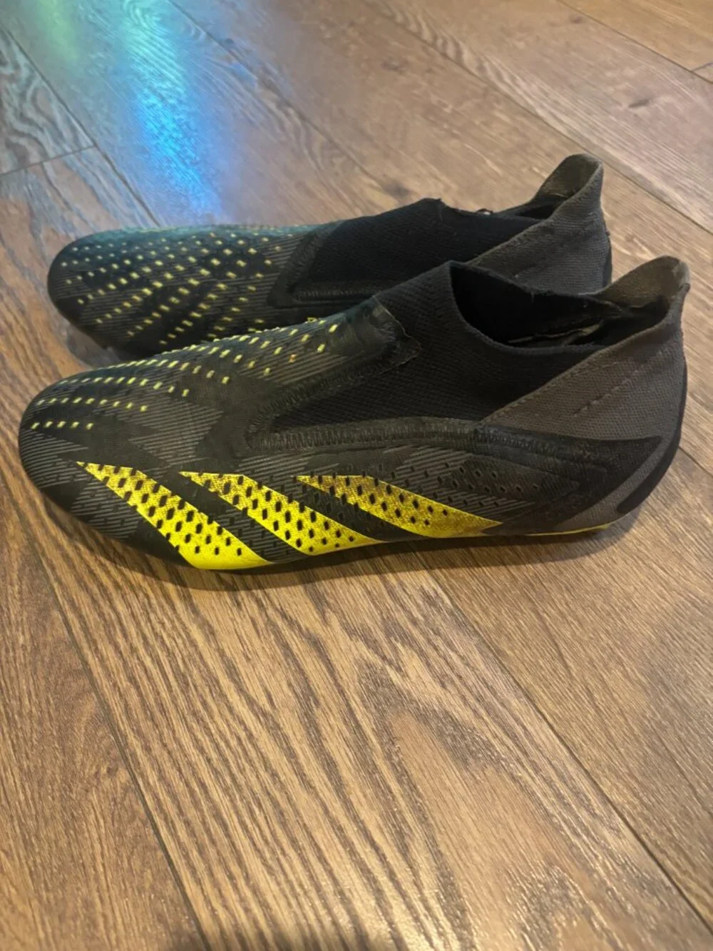 adidas Predator Injection+ FG (Firm Ground) Laceless Soccer Cleats in Black/Yell
